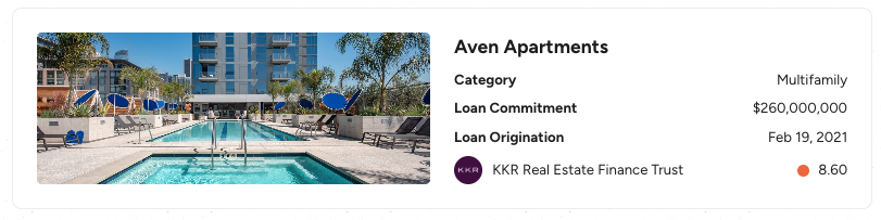 Aven Apartments property card from Atrium