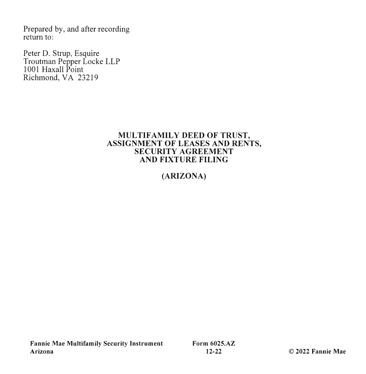 Recorded deed of trust cover page