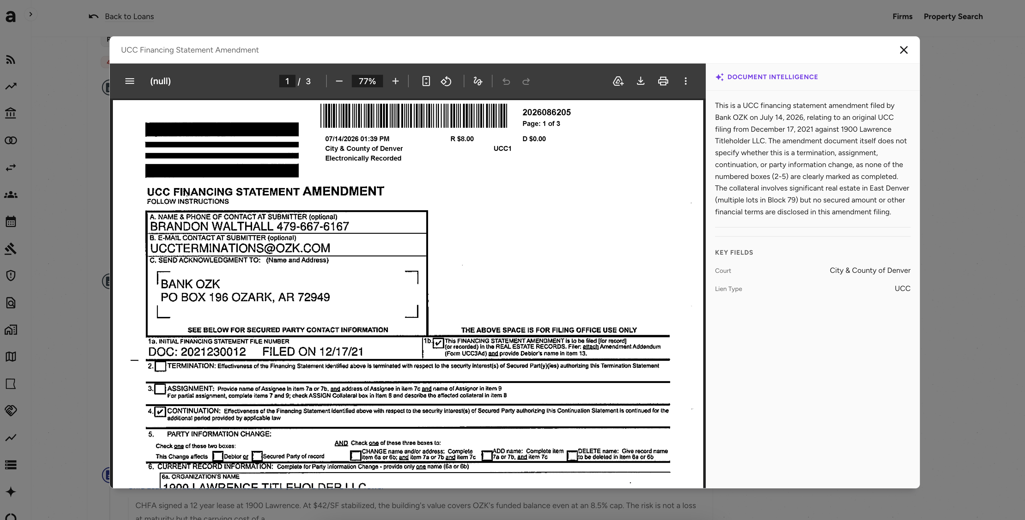 UCC document with AI-extracted intelligence