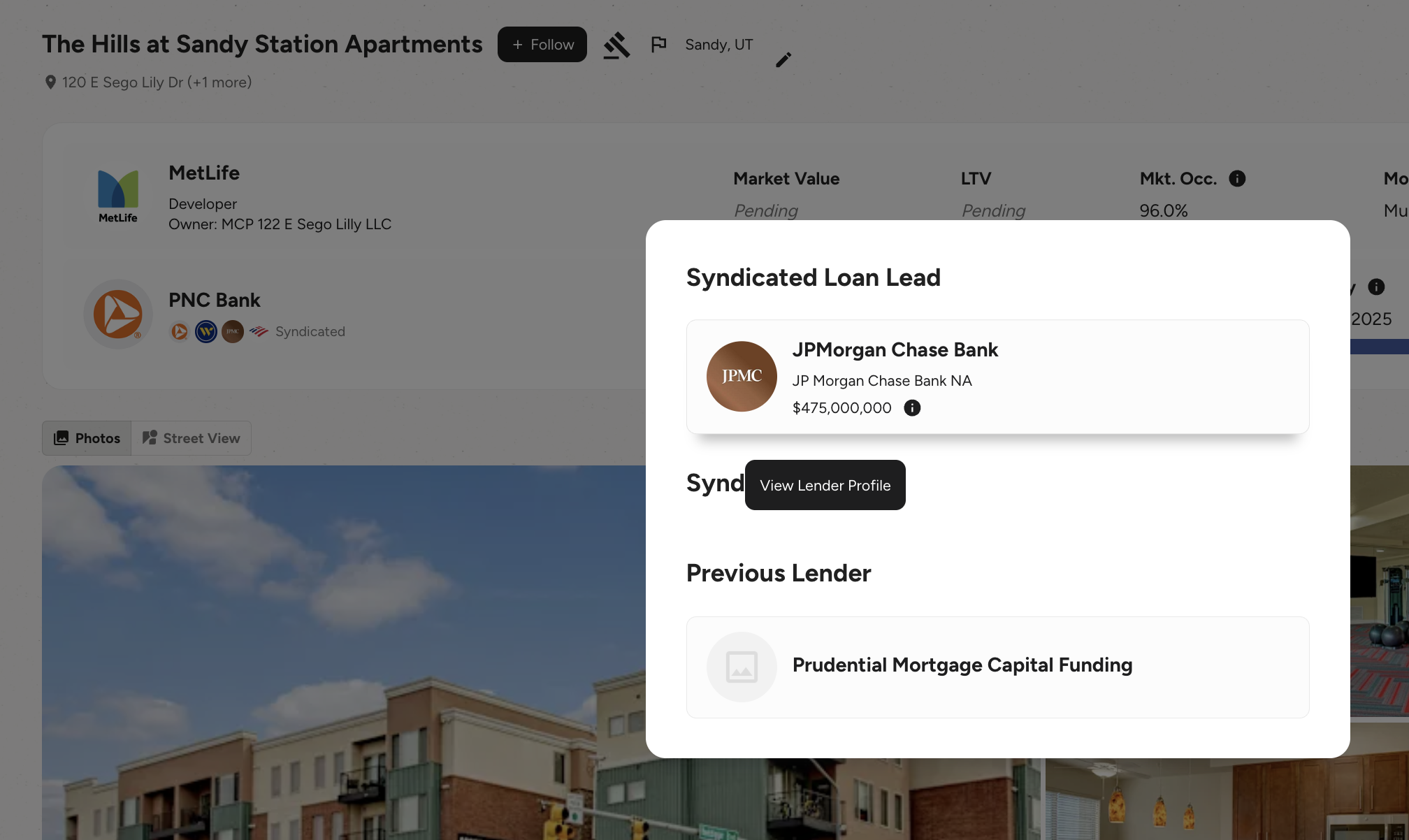 Property lender layers showing multiple capital sources